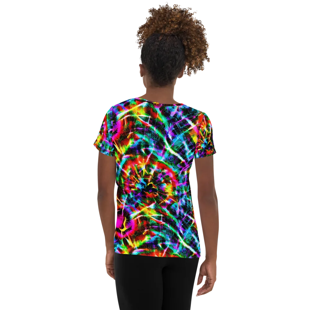 Cyber Kaleidoscope on Women's Athletic T-Shirt — Back