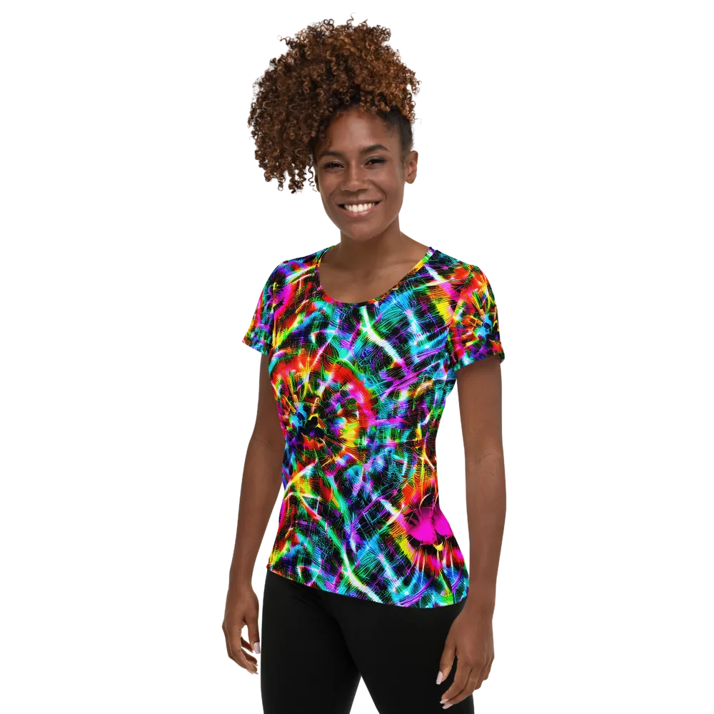 Cyber Kaleidoscope on Women's Athletic T-Shirt — Left