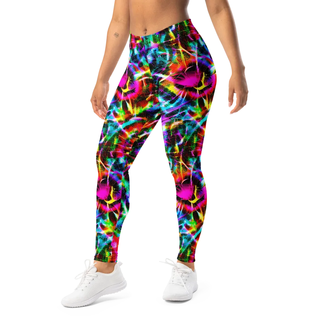 Cyber Kaleidoscope on Leggings — Left Front