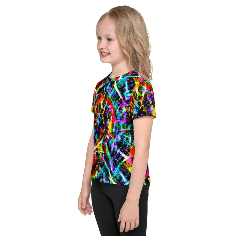 Cyber Kaleidoscope on Kids Crew Neck T-Shirt — Left