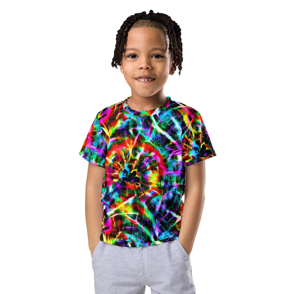 Cyber Kaleidoscope on Kids Crew Neck T-Shirt — Front