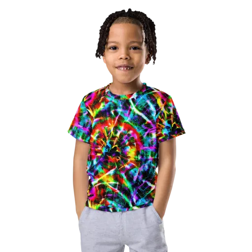 Cyber Kaleidoscope on a Kids Crew Neck T-Shirt