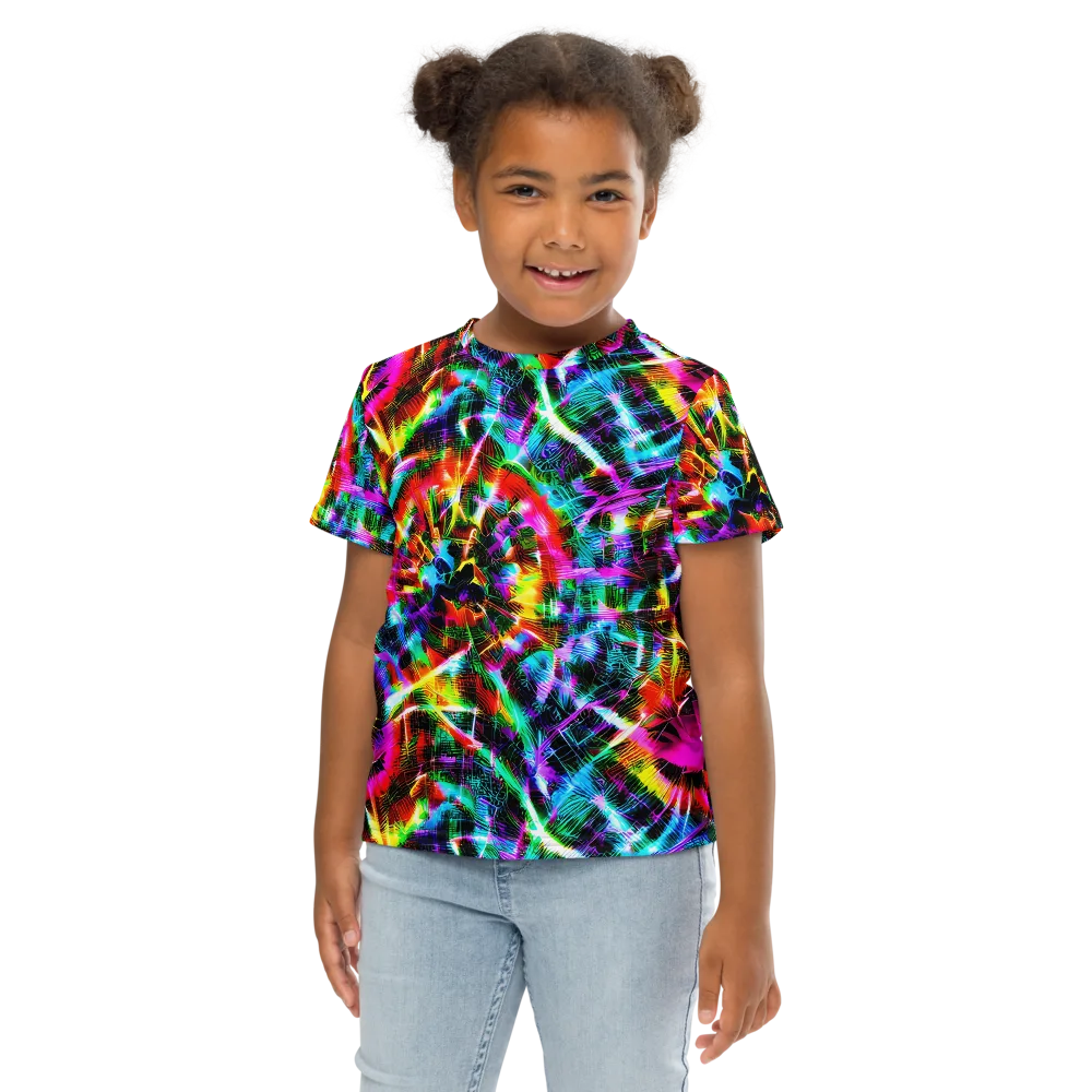 Cyber Kaleidoscope on Kids Crew Neck T-Shirt — Front