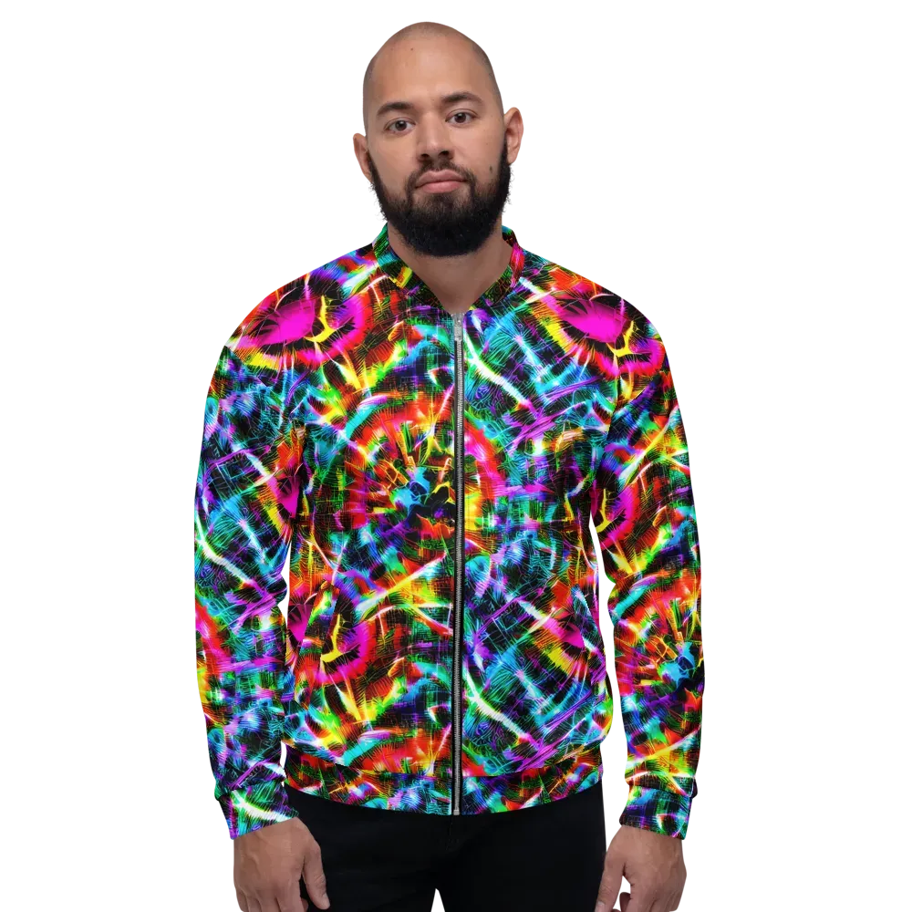 Cyber Kaleidoscope on Bomber Jacket — Front