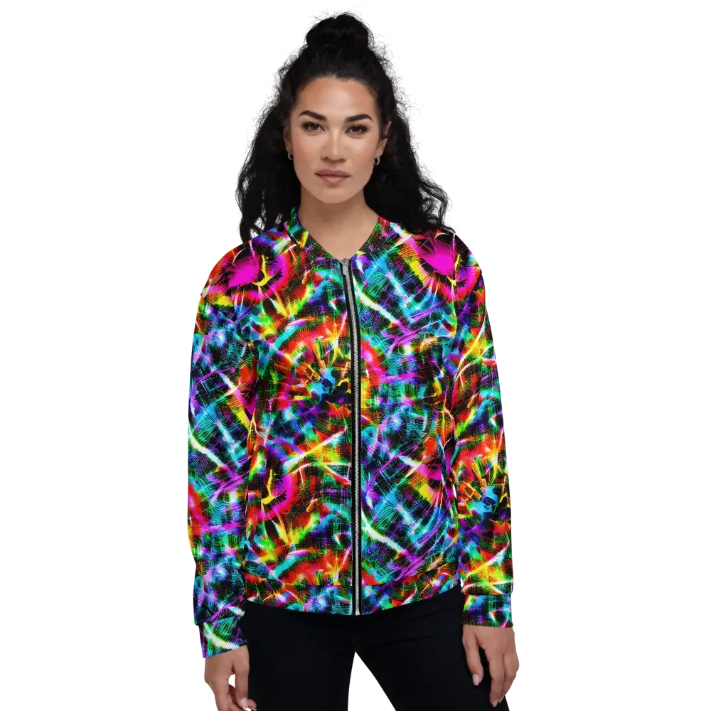 Cyber Kaleidoscope on Bomber Jacket — Front