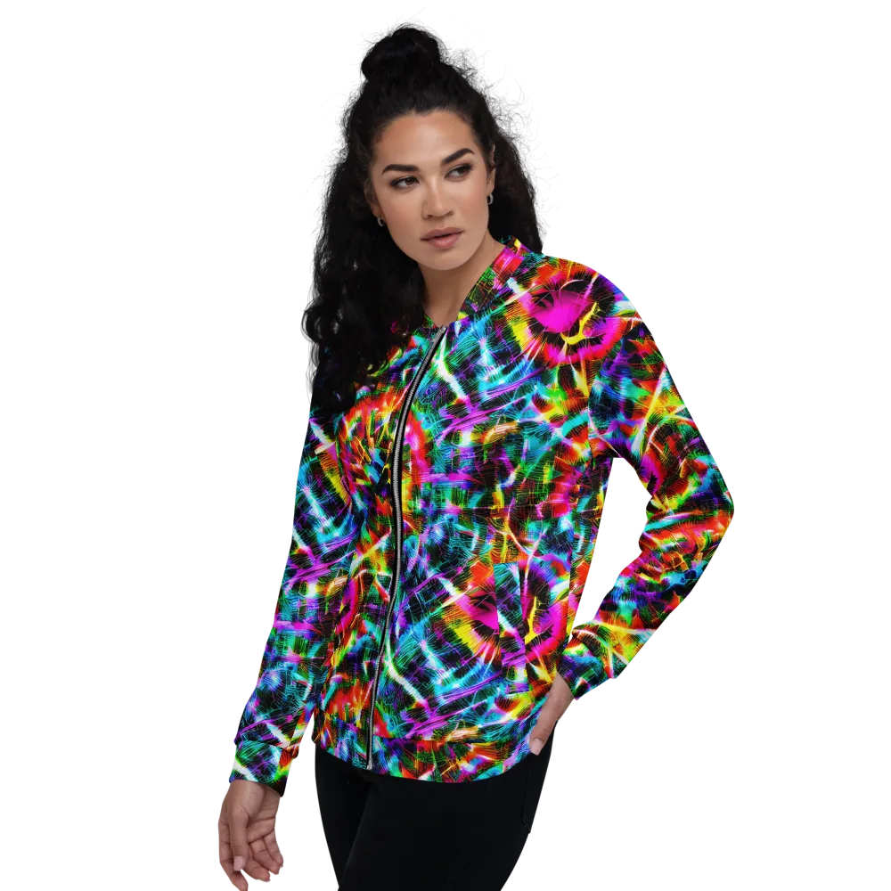 Cyber Kaleidoscope on Bomber Jacket — Left