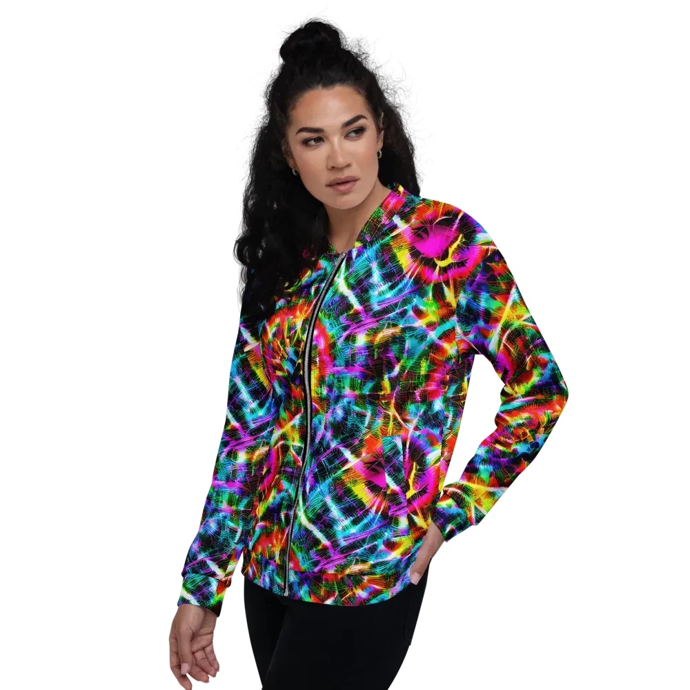 Cyber Kaleidoscope on Bomber Jacket — Left