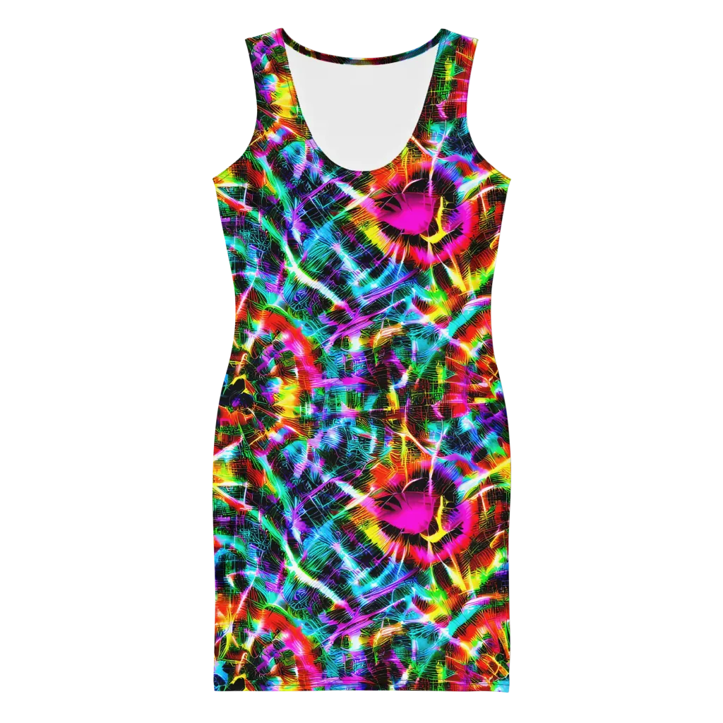 Cyber Kaleidoscope on Bodycon Dress — Front
