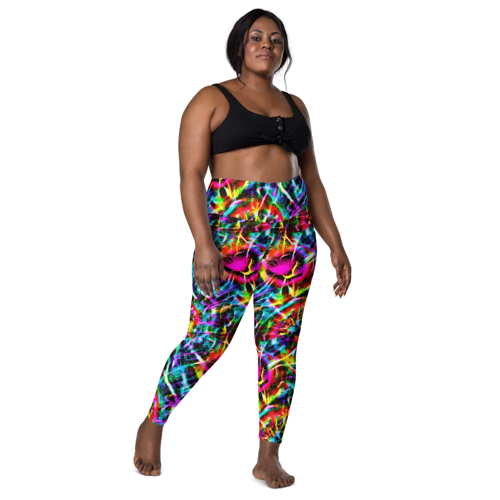 Cyber Kaleidoscope on Leggings with Pockets — Front