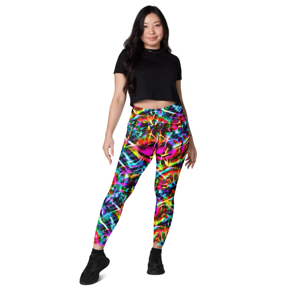 Cyber Kaleidoscope on Leggings with Pockets — Front