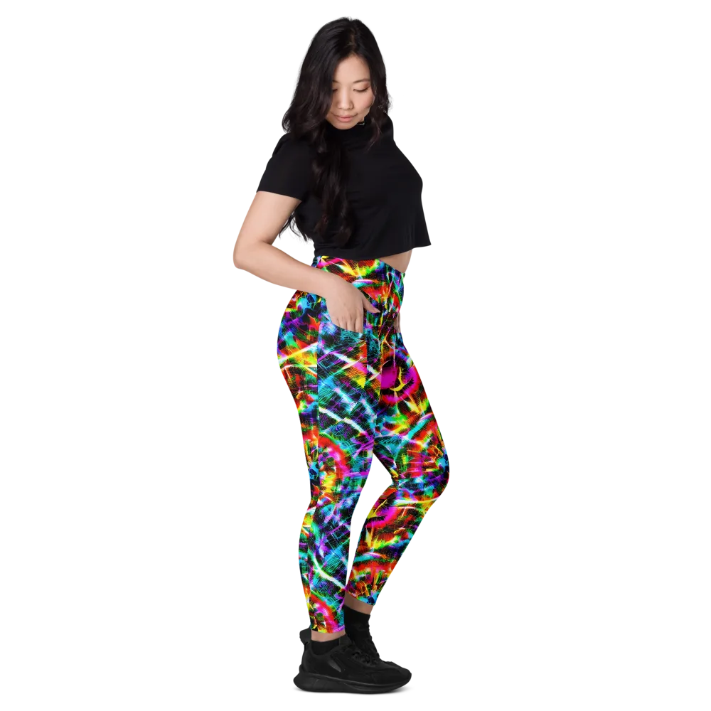 Cyber Kaleidoscope on Leggings with Pockets — Right