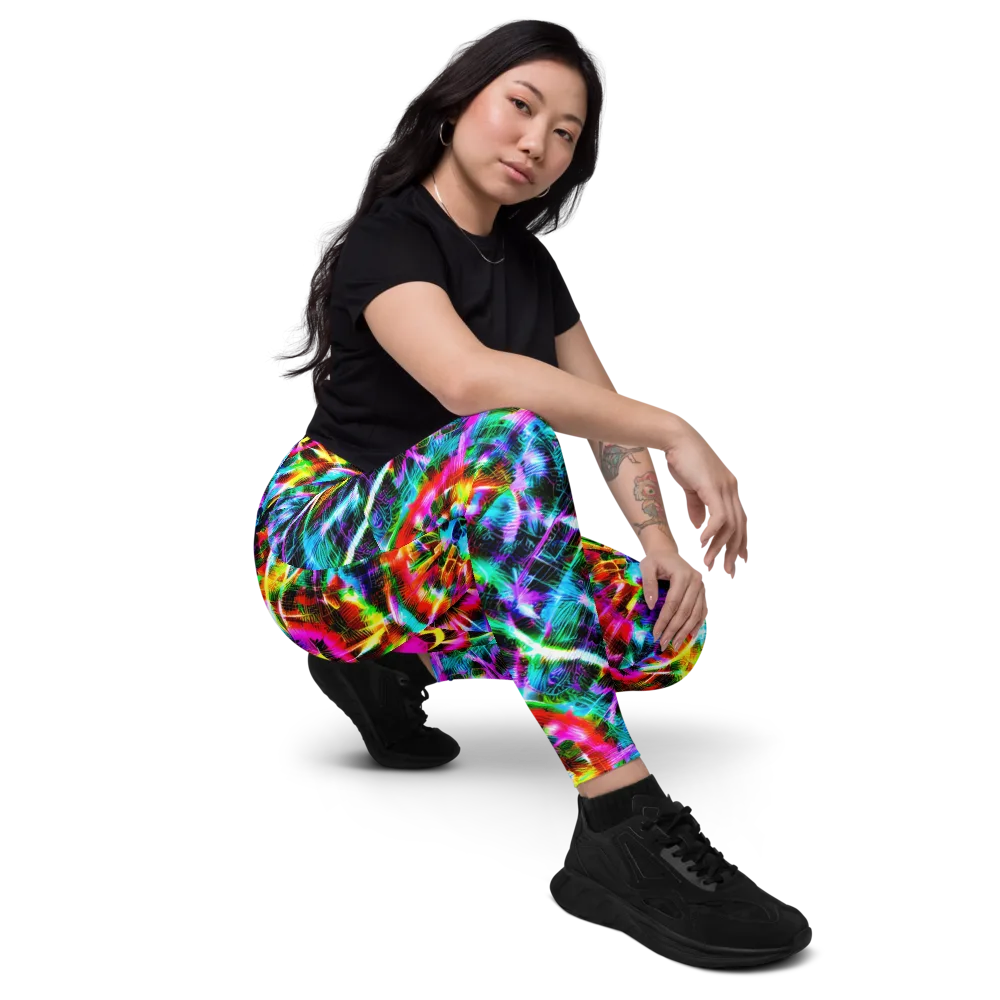 Cyber Kaleidoscope on Leggings with Pockets — Right Front