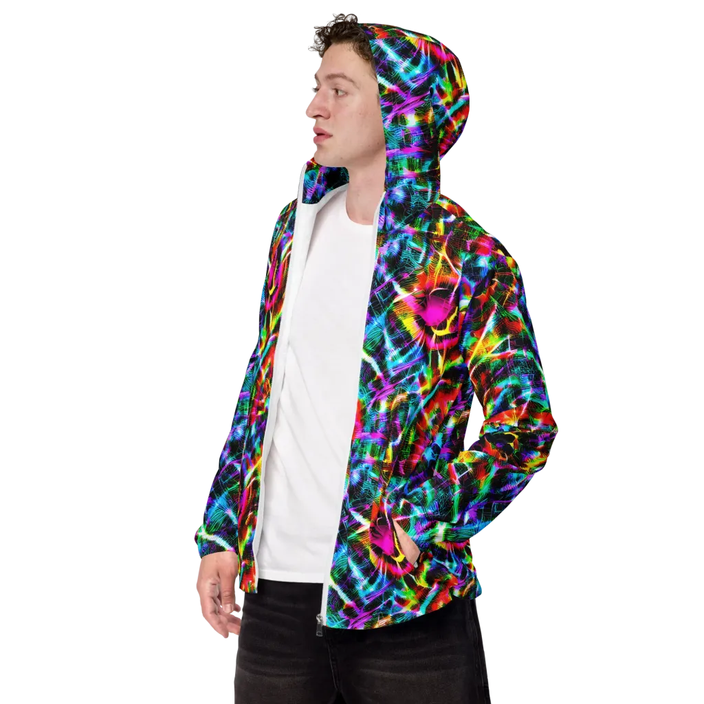 Cyber Kaleidoscope on Men's Windbreaker — Left Front