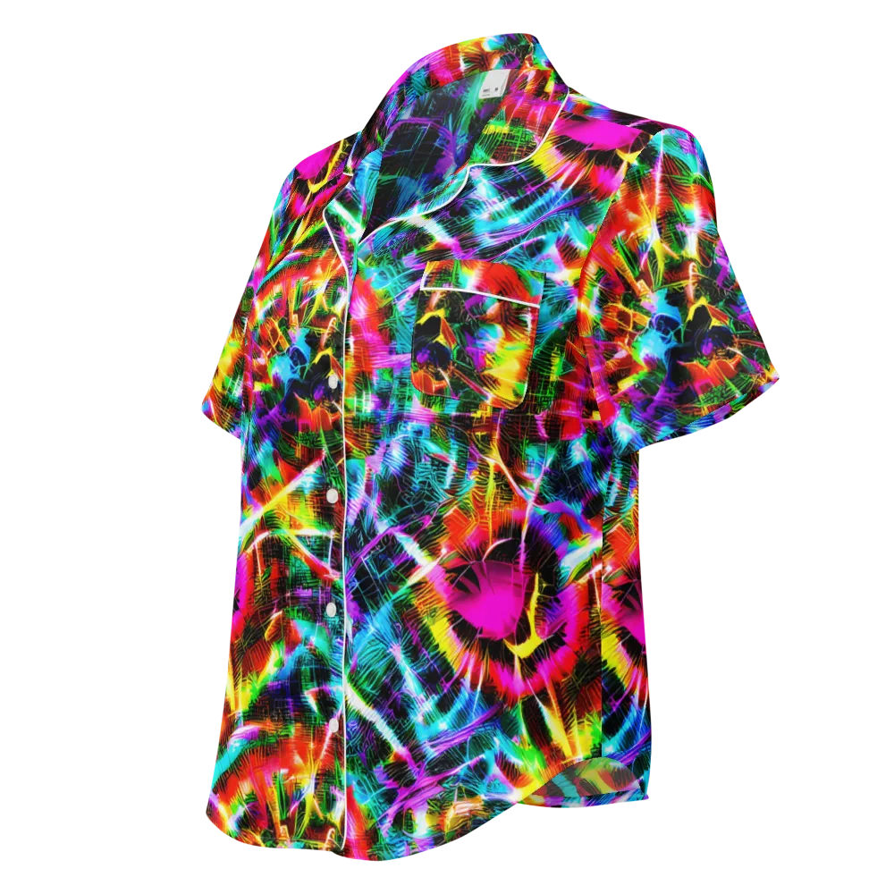 Cyber Kaleidoscope on Women's Short Sleeve Pajama Top — Left Front