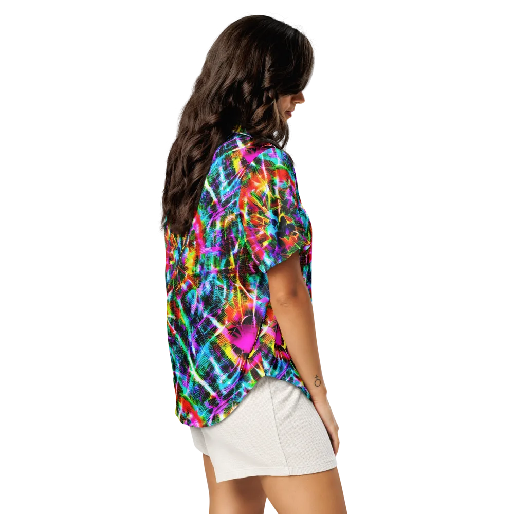 Cyber Kaleidoscope on Women's Short Sleeve Pajama Top — Right Back