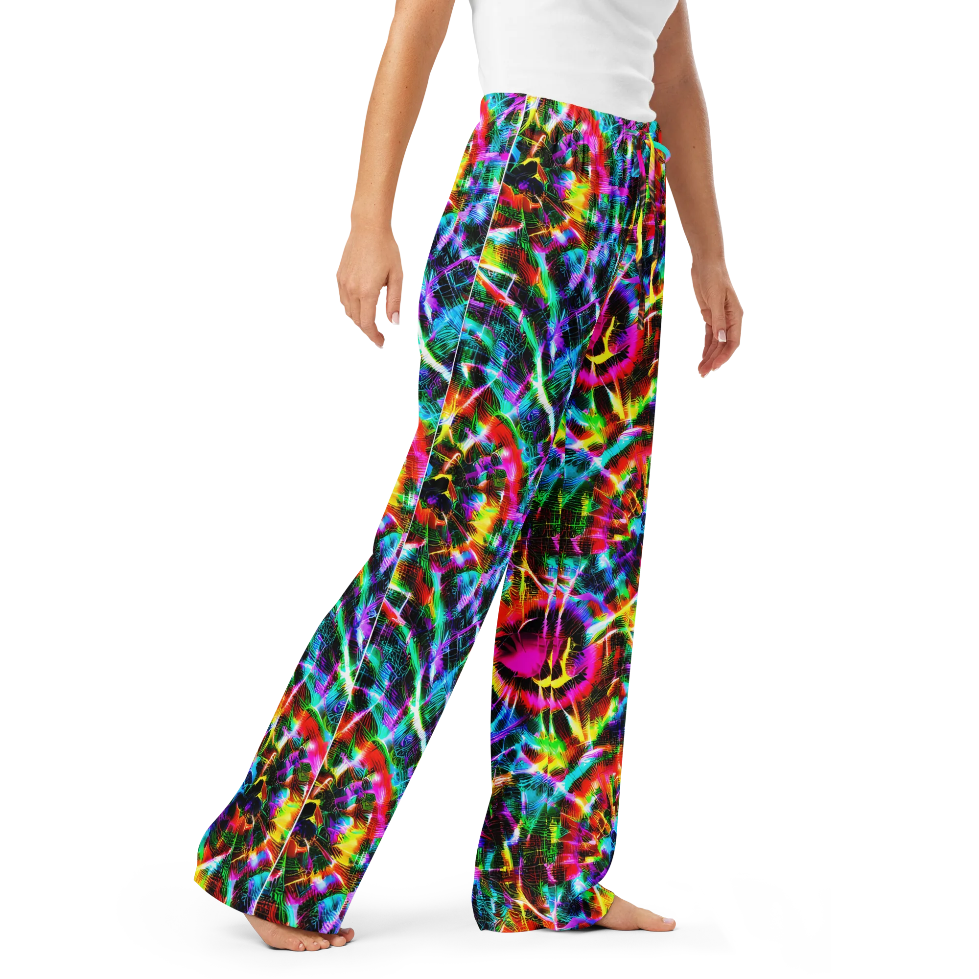 Cyber Kaleidoscope on Women's Pajama Pants — Right Front