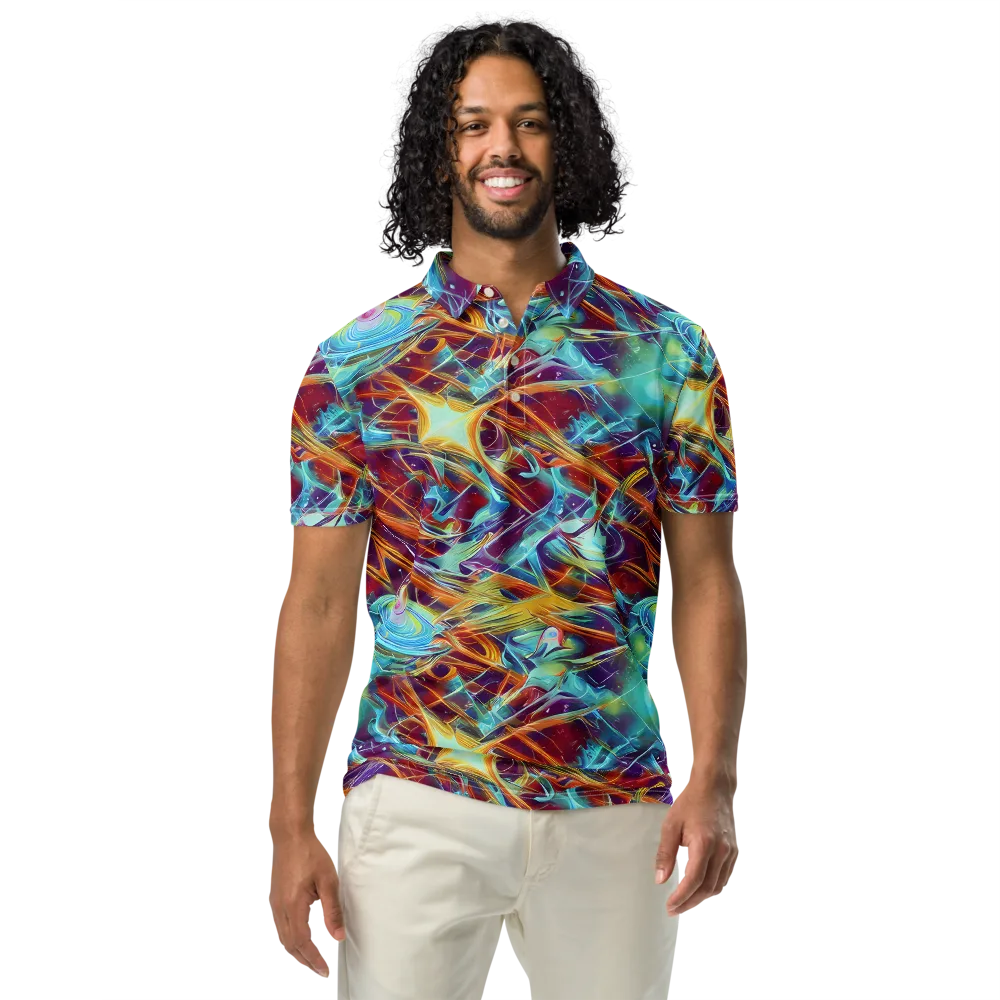 Turquoise Emberglass on Men's Slim Fit Polo Shirt — Front