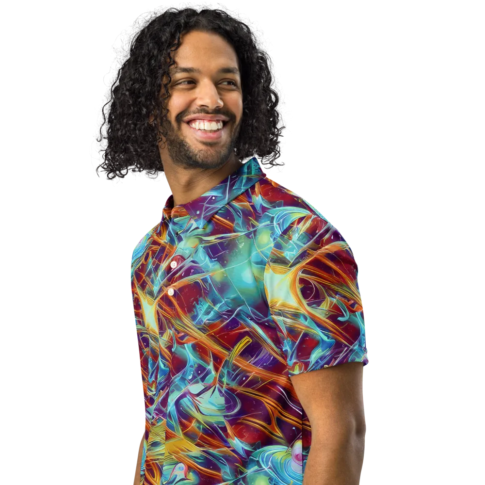 Turquoise Emberglass on Men's Slim Fit Polo Shirt — Left Front