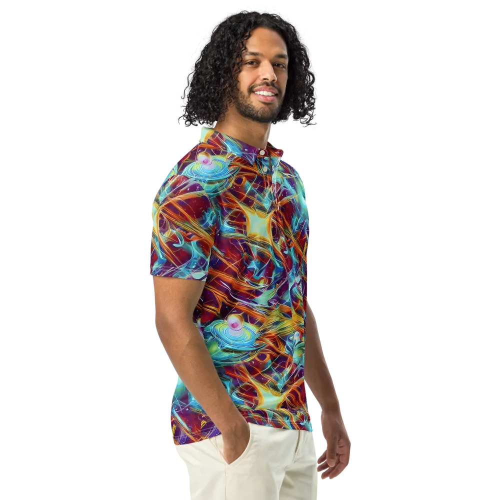 Turquoise Emberglass on Men's Slim Fit Polo Shirt — Right Front