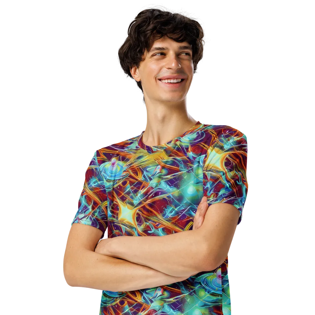 Turquoise Emberglass on Men's Crew Neck T-Shirt — Left Front