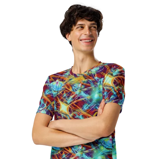 Turquoise Emberglass on a Men's Crew Neck T-Shirt