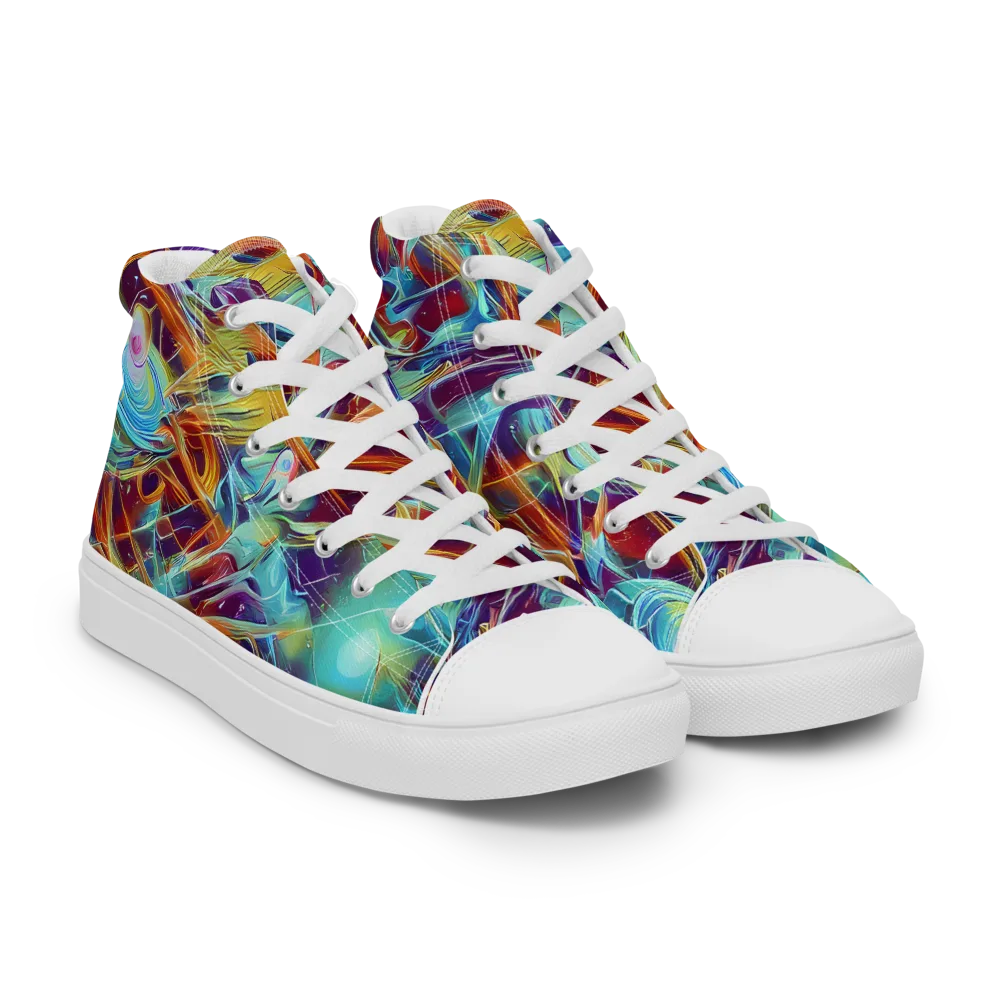 Turquoise Emberglass on Men's High Top Canvas Shoes — Right Front
