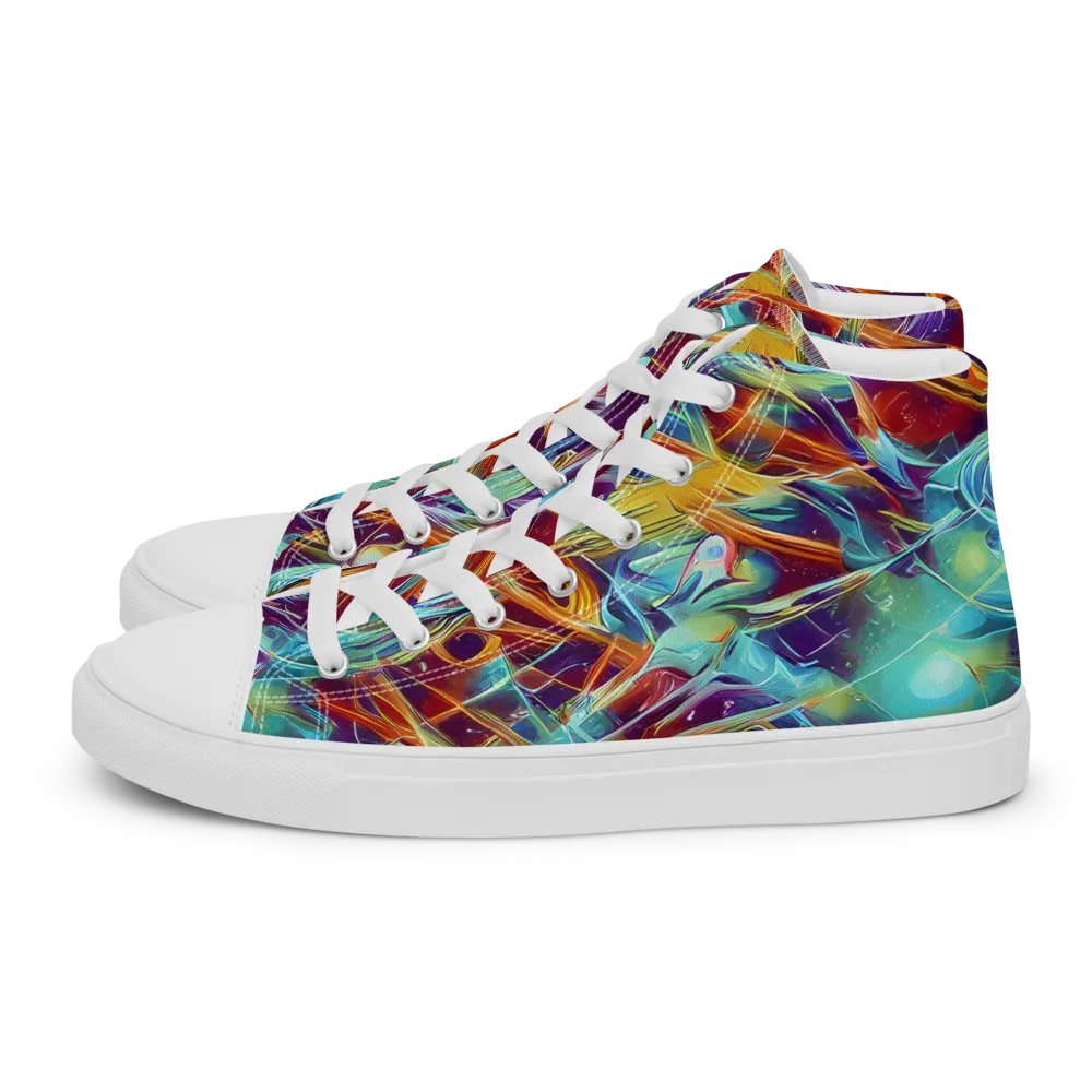 Turquoise Emberglass on Men's High Top Canvas Shoes — Left