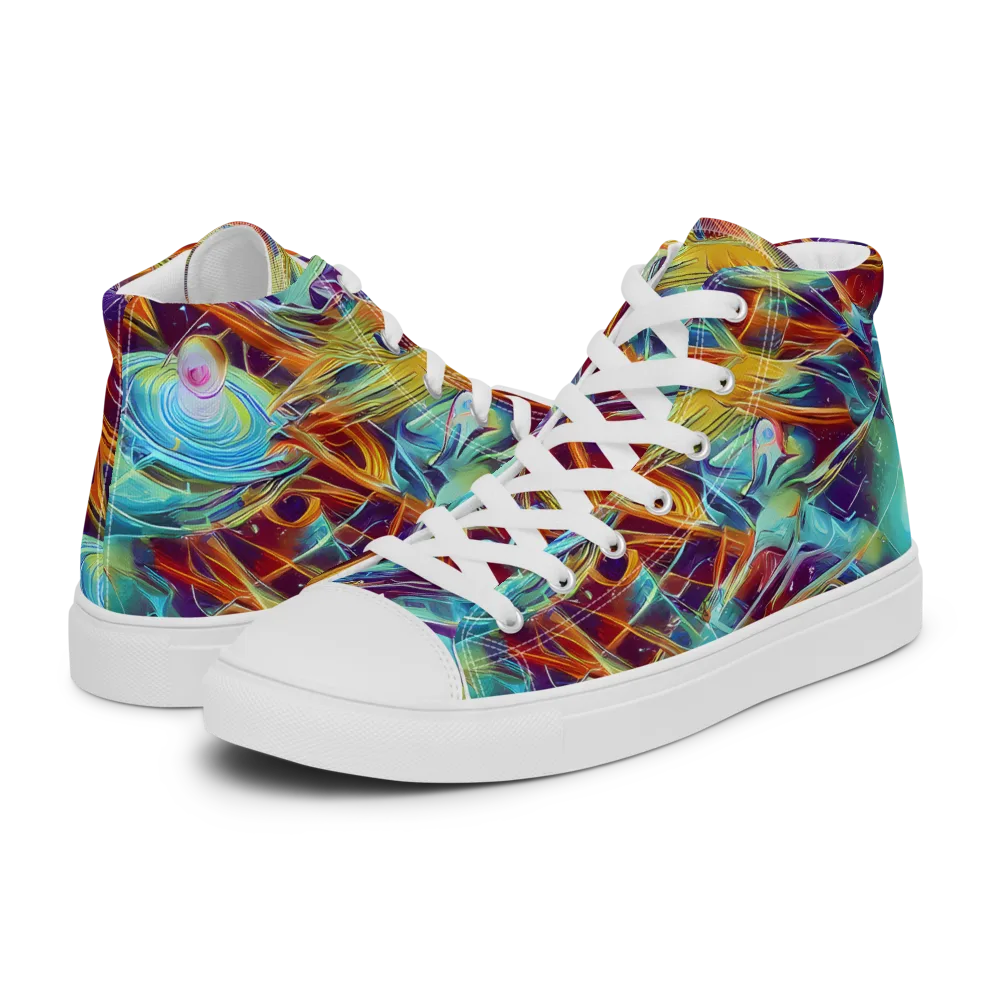 Turquoise Emberglass on Men's High Top Canvas Shoes — Left