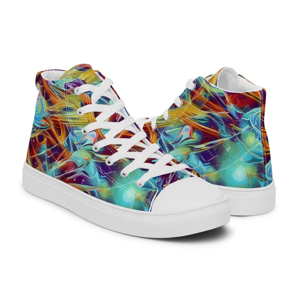 Turquoise Emberglass on Men's High Top Canvas Shoes — Right