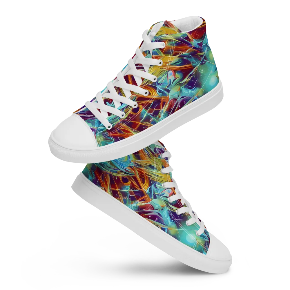 Turquoise Emberglass on Men's High Top Canvas Shoes — Front