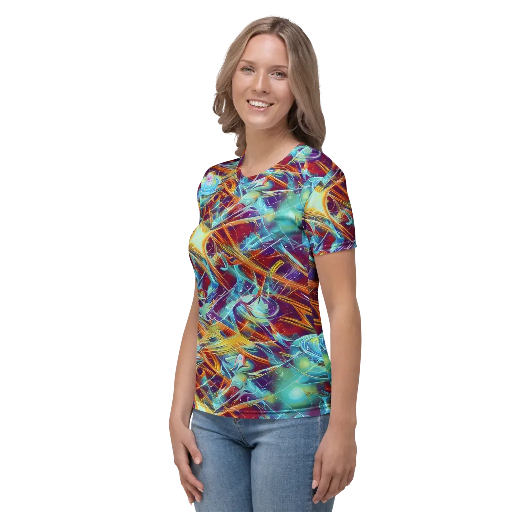 Turquoise Emberglass on Women's Crew Neck T-Shirt — Left