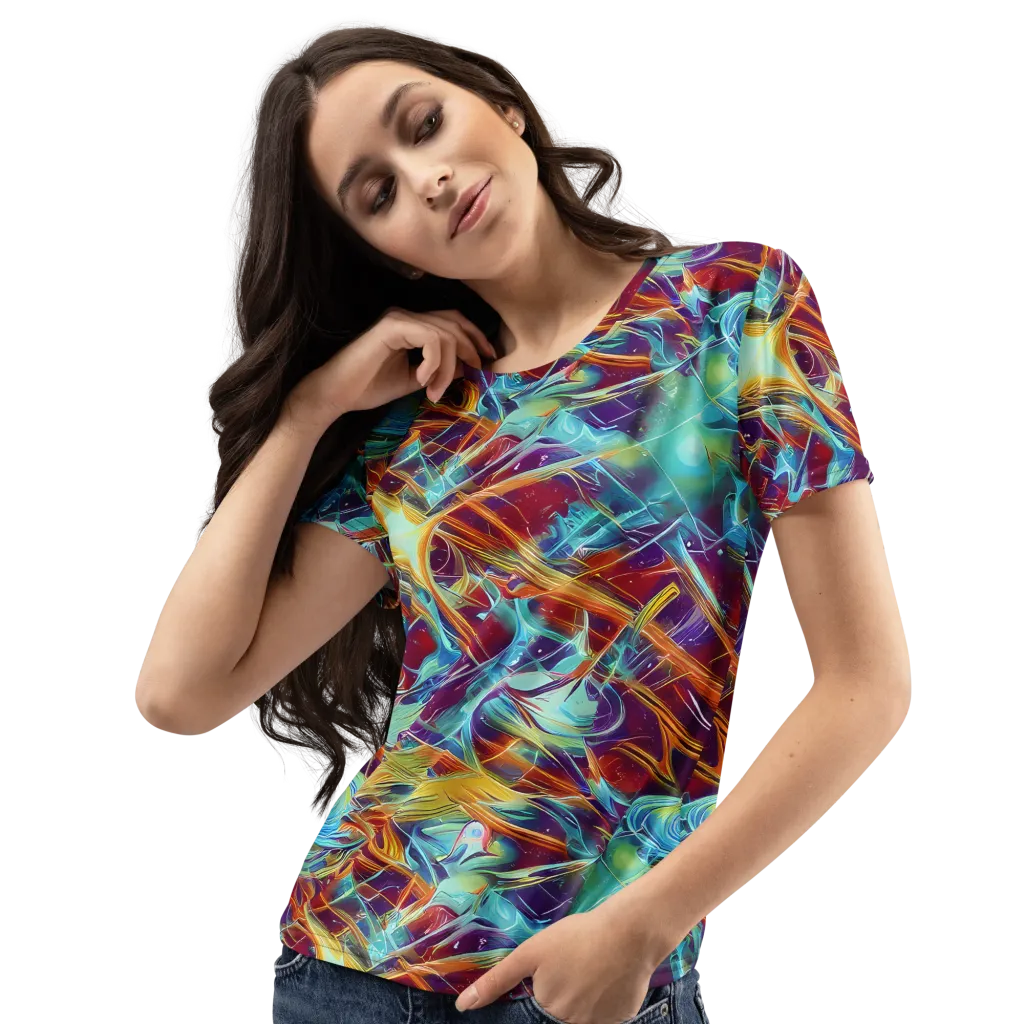 Turquoise Emberglass on Women's Crew Neck T-Shirt — Left Front