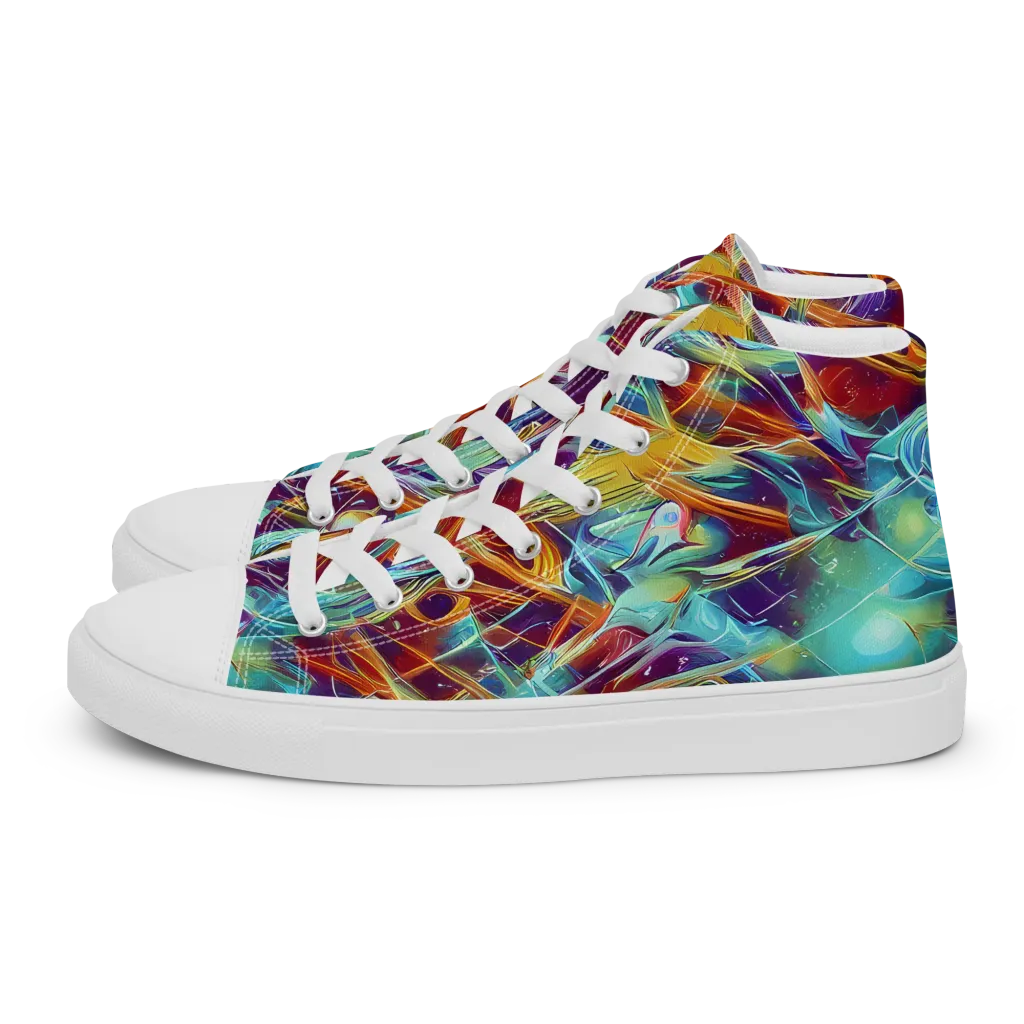 Turquoise Emberglass on Women's High Top Canvas Shoes — Left