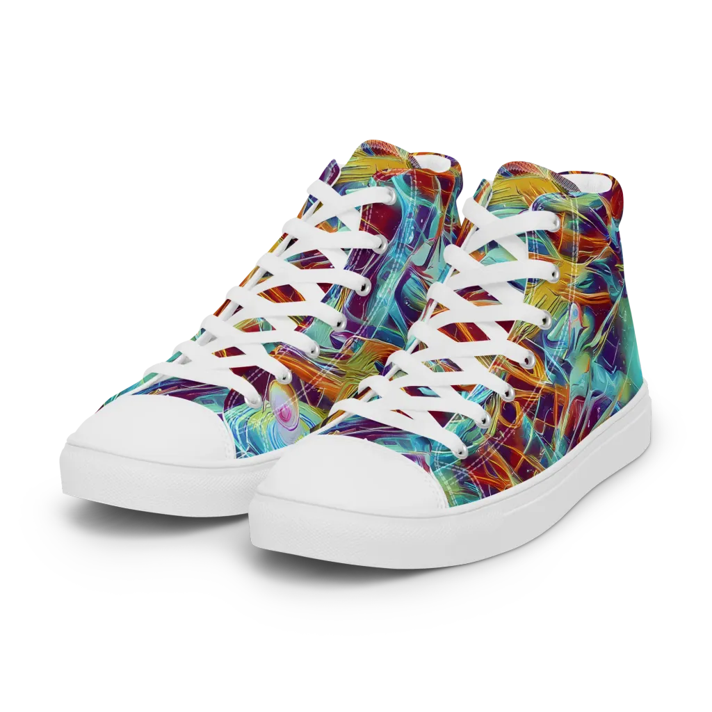 Turquoise Emberglass on Women's High Top Canvas Shoes — Left Front