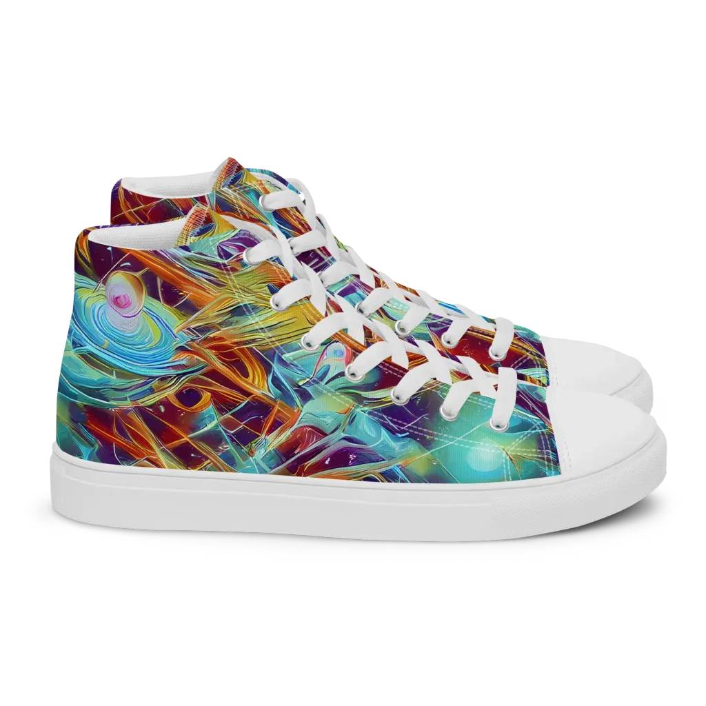 Turquoise Emberglass on Women's High Top Canvas Shoes — Right