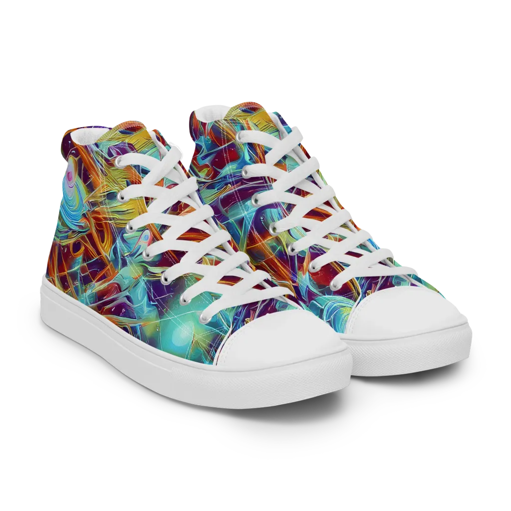 Turquoise Emberglass on Women's High Top Canvas Shoes — Right Front