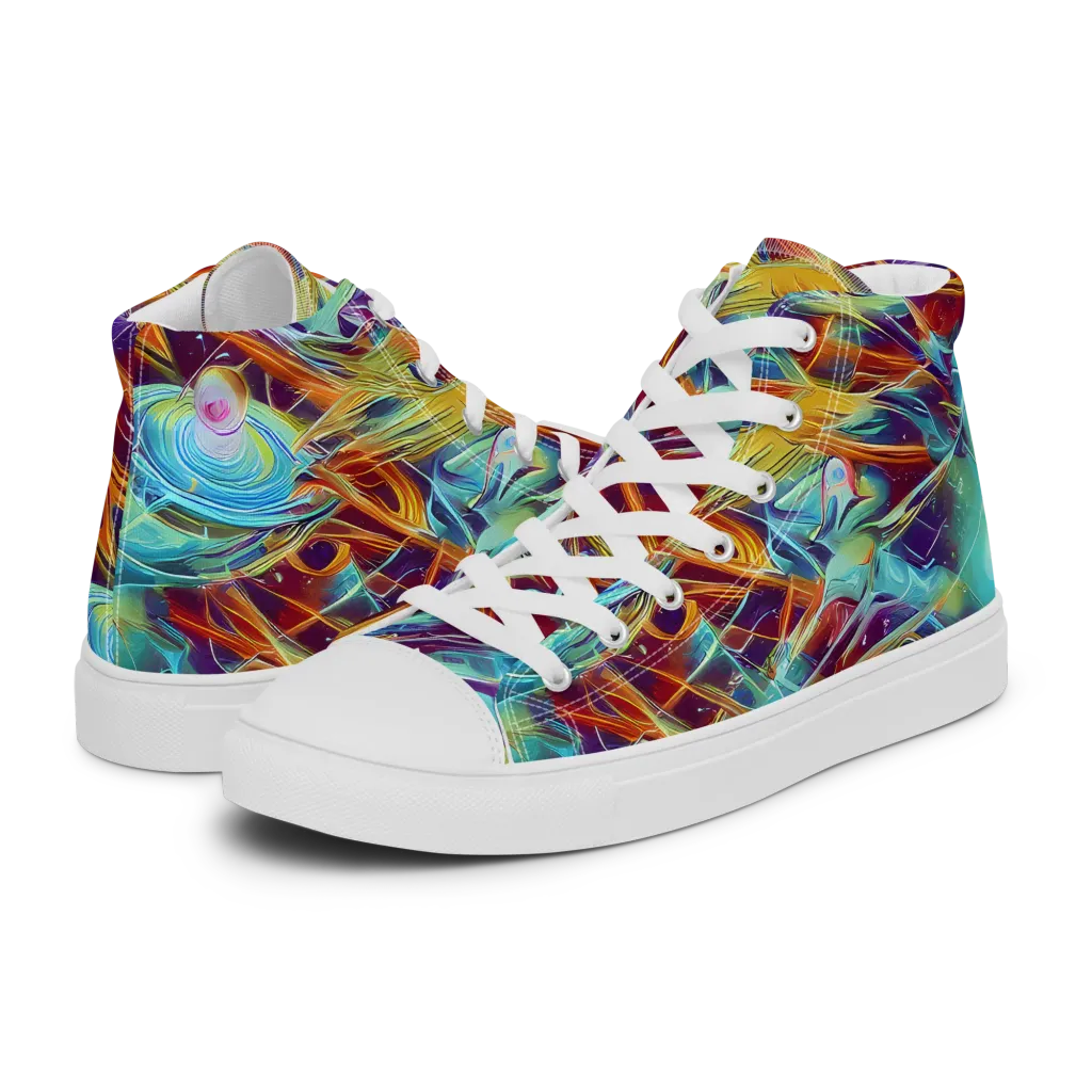 Turquoise Emberglass on Women's High Top Canvas Shoes — Left