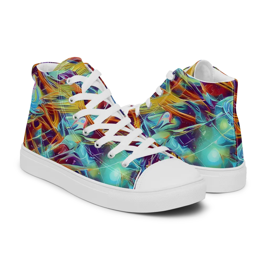 Turquoise Emberglass on Women's High Top Canvas Shoes — Right