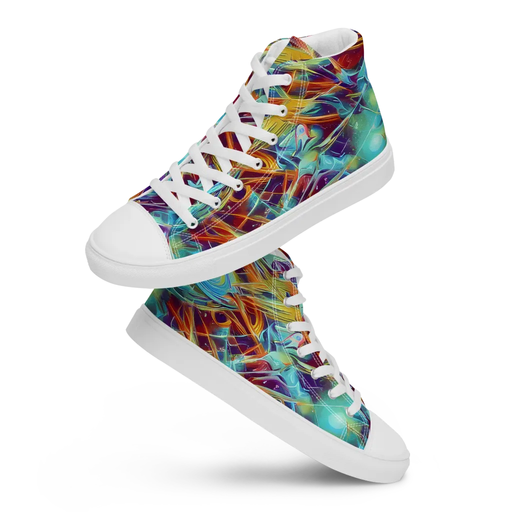 Turquoise Emberglass on Women's High Top Canvas Shoes — Front