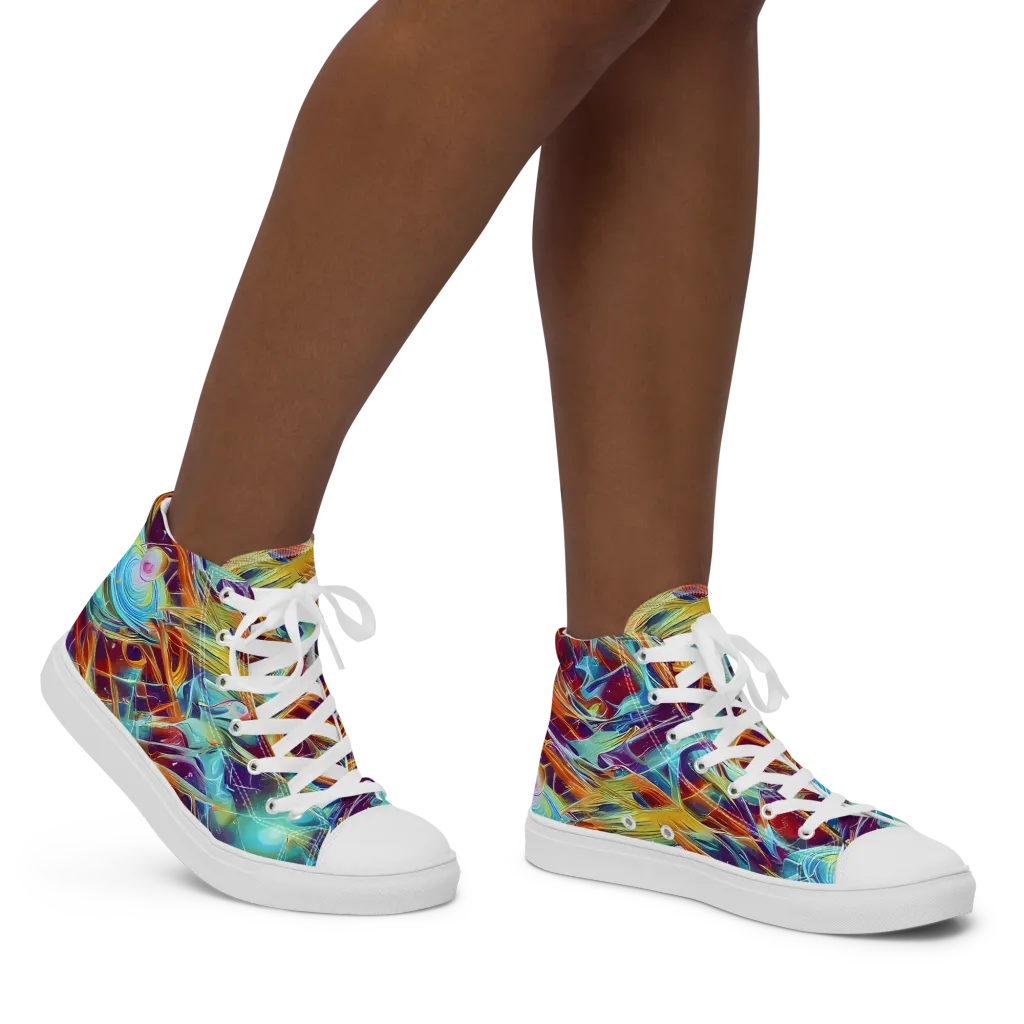 Turquoise Emberglass on Women's High Top Canvas Shoes — Right