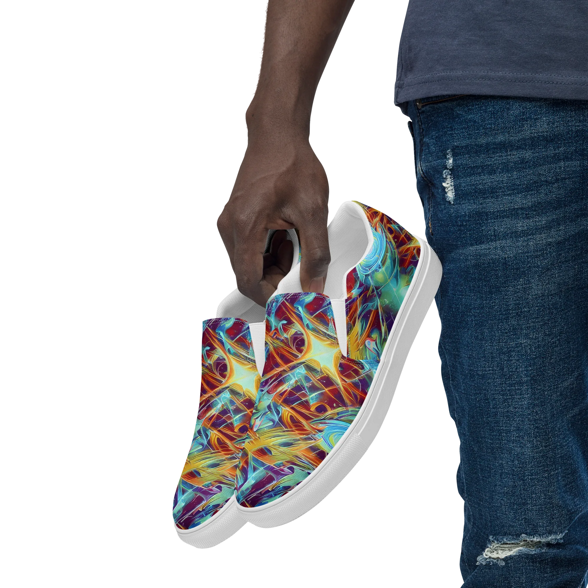 Turquoise Emberglass on Men's Slip-On Canvas Shoes — Left Front