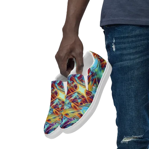 Turquoise Emberglass on a Men's Slip-On Canvas Shoes