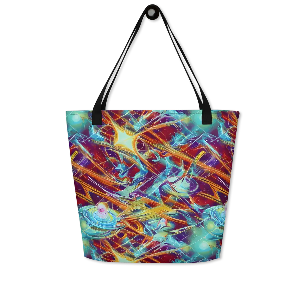 Turquoise Emberglass on Large Tote Bag W/ Pocket — Front