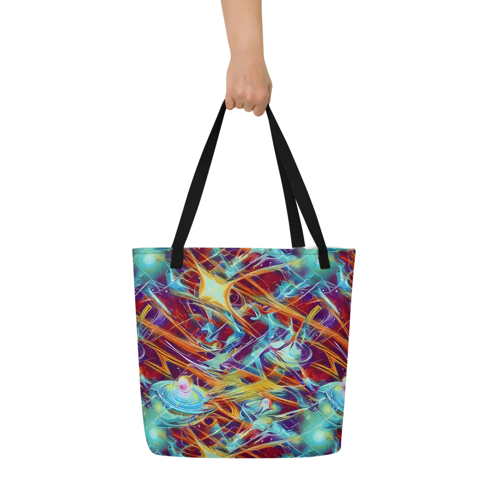 Turquoise Emberglass on Large Tote Bag W/ Pocket — Front
