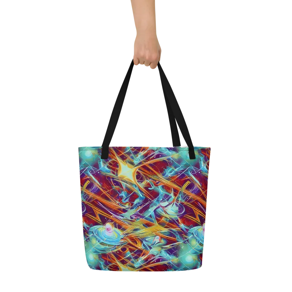 Turquoise Emberglass on Large Tote Bag W/ Pocket — Front