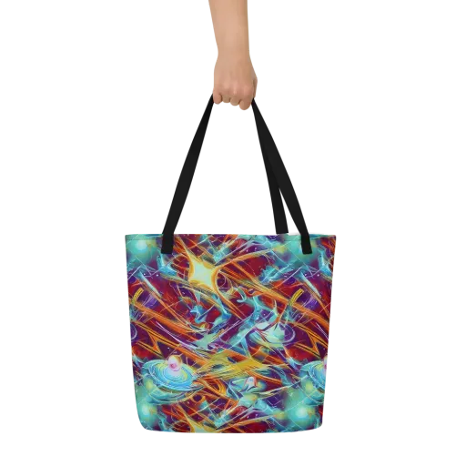 Turquoise Emberglass on a Large Tote Bag W/ Pocket