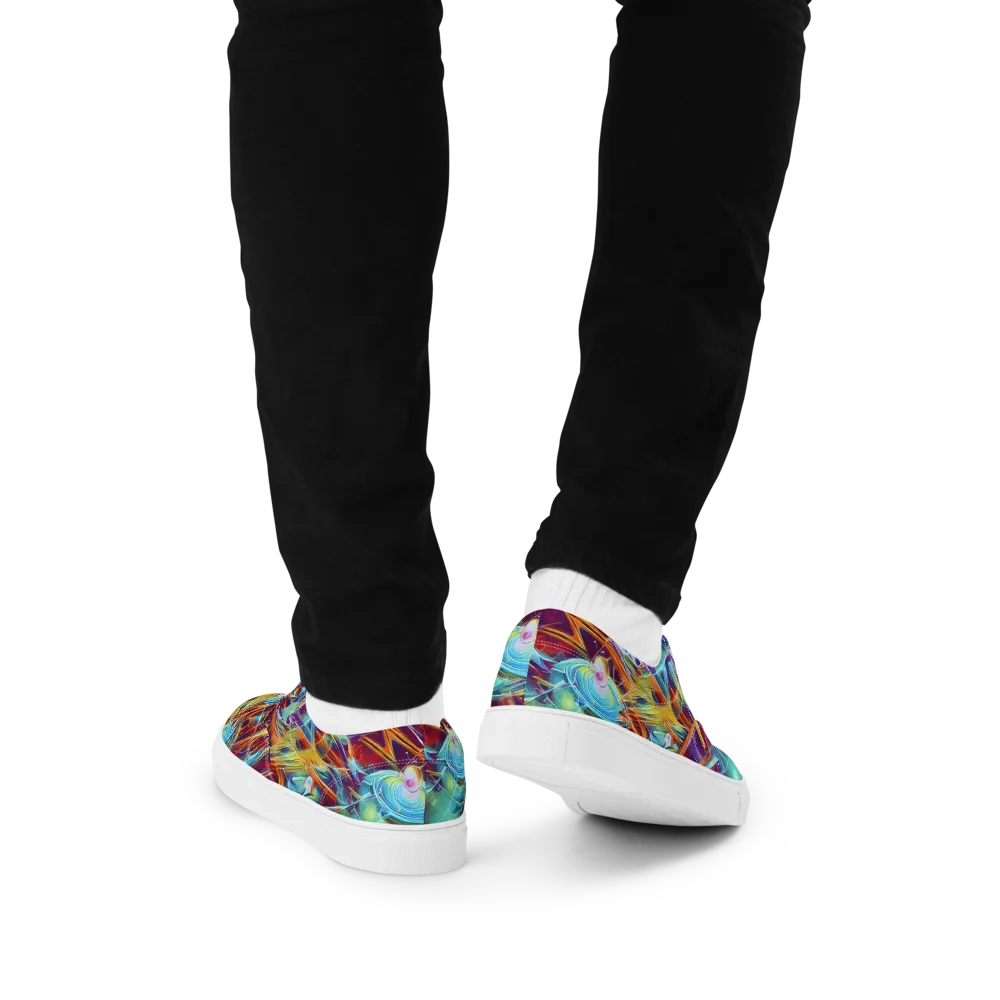 Turquoise Emberglass on Men's Lace-Up Canvas Shoes — Back