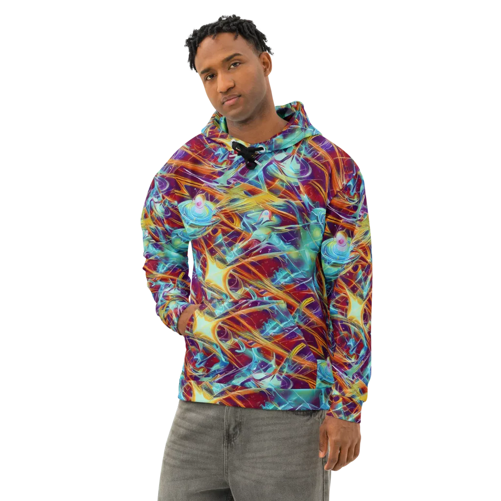 Turquoise Emberglass on Cotton Hoodie — Left Front