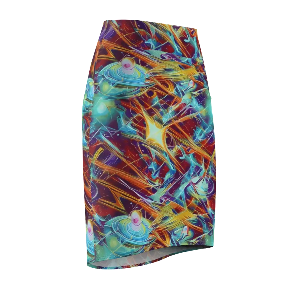 Turquoise Emberglass on Pencil Skirt — Front Side