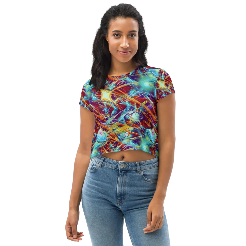 Turquoise Emberglass on Crop Tee — Front